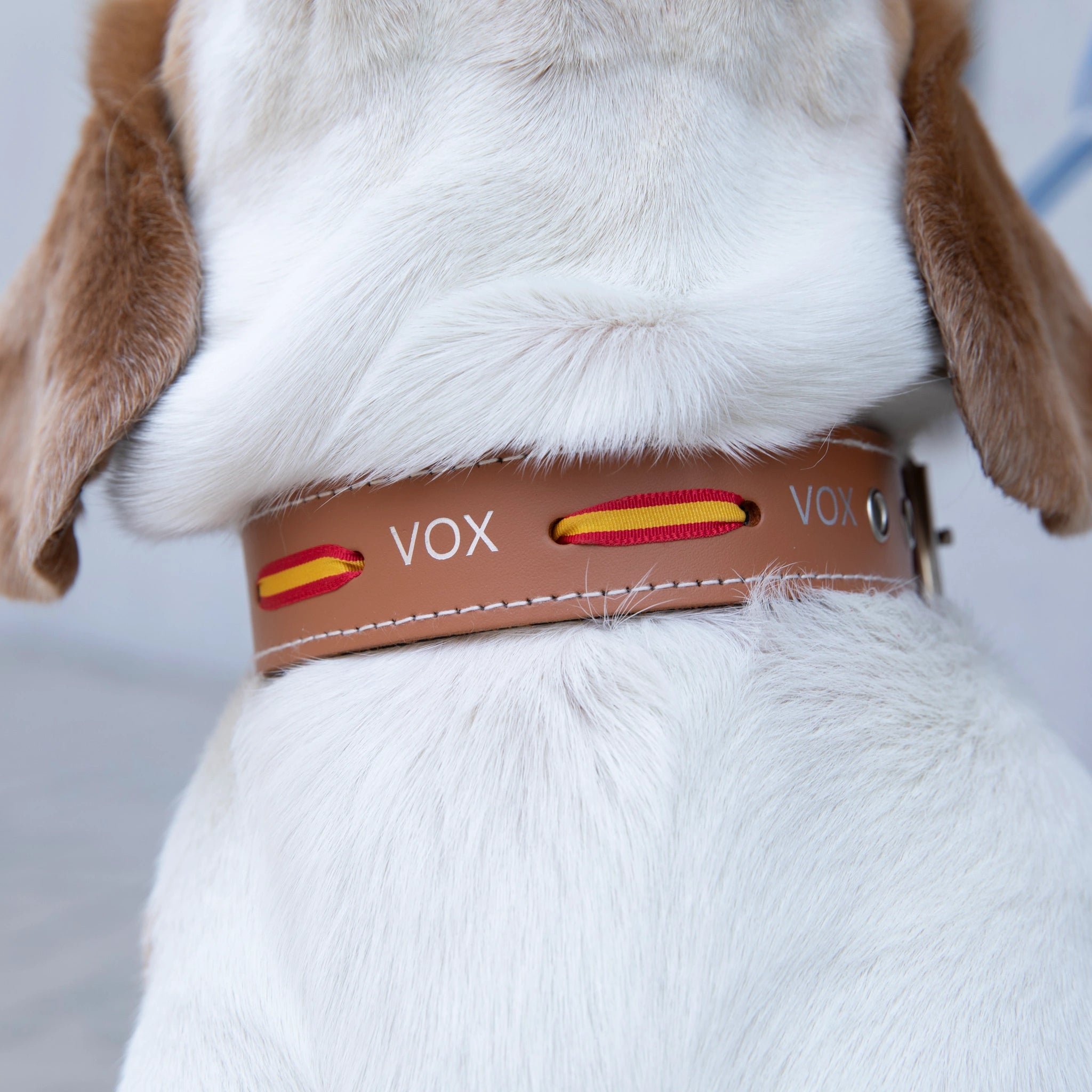 Collar de perro marrón bandera doble